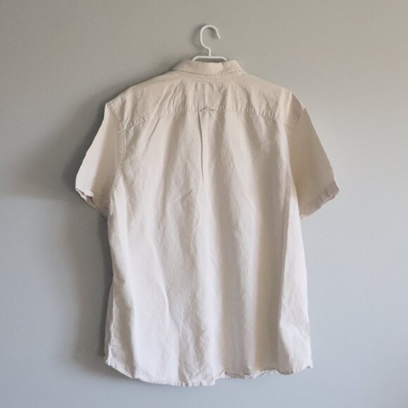 Banana Republic Mens White Sz XL Slim Fit Linen Collared Button Down T-Shirt Top - Picture 2 of 12